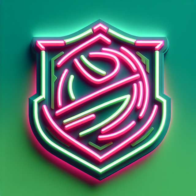 generate 3d transparent logo sports team designed neon style logo medium spring green pink accents incorporated into desig...