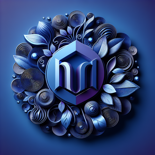 generate 3d realistic logo associated media publishing industry design evoke fantasy it presented blue violet color elemen...