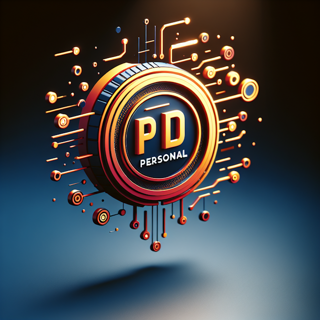 generate 3d personal brand logo appears levitating logo possess high-tech design aesthetic use dark blue vibrant orange lo...