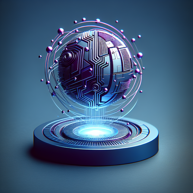 3d levitating logo imaginary technology company represented high-tech futuristic design theme logo rendered radiant blue-v...