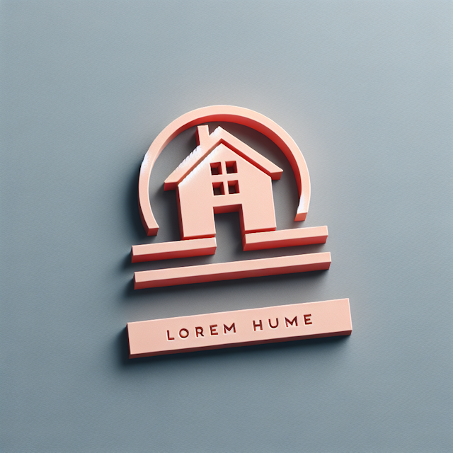 generate 3d realistic looking real estate logo embodies minimalist design style make use light salmon color elements logo ...