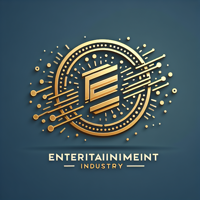 visualize 3d levitating logo symbolizing entertainment industry it have high-tech design embodying cutting-edge technology...