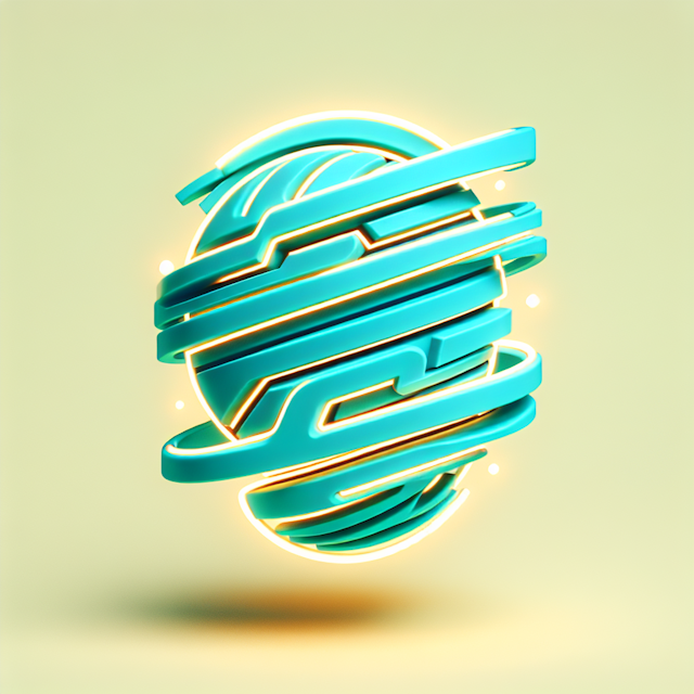 generate 3d levitating generic sports team logo neon design logo predominantly feature turquoise colors light yellow pleas...