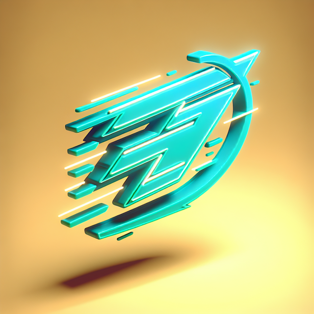 3d levitating generic sports team logo design incorporate neon aesthetics glowing vibrant turquoise color it's suspended s...