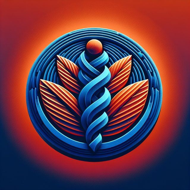 generate three-dimensional photorealistic logo embodies theme health wellness design modern incorporating rich deep blue c...