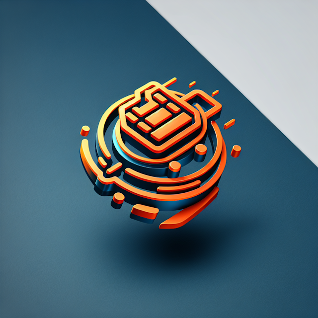 3d logo representing e-commerce store logo levitating designed high-tech aesthetic its elements vibrant orange color must ...