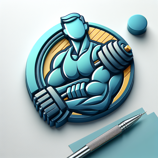 design 3d realistic logo associated fitness gyms rendered realistic design aesthetic logo's backdrop colored light shade y...