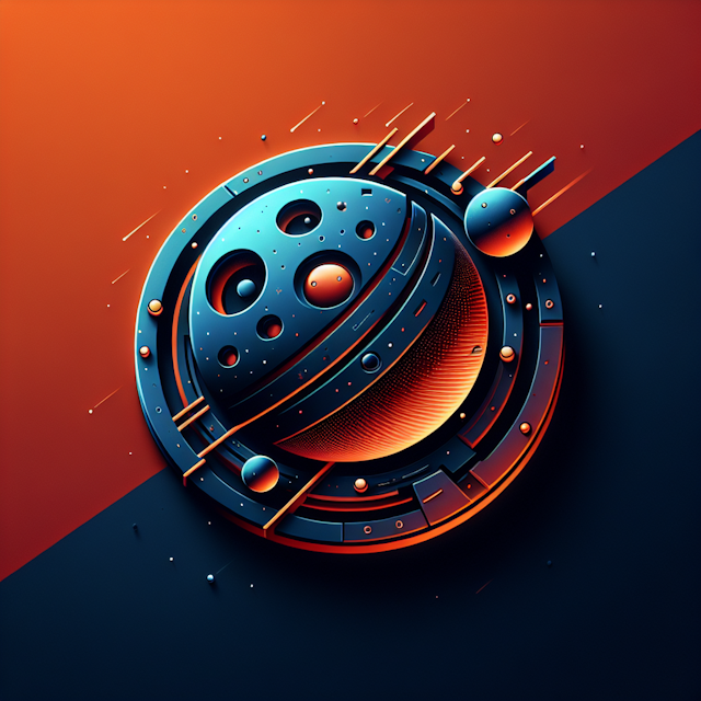 generate 3d realistic logo characterized by elements personal branding design incorporate sci-fi themes orange red core co...