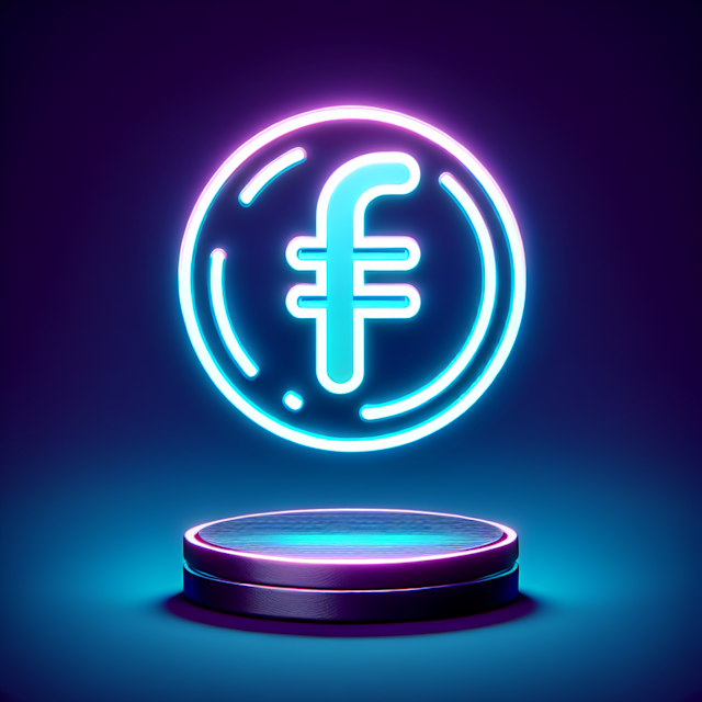 3d levitating non-specific financial services logo design neon style blue-violet color incorporate turquoise hues logo mus...