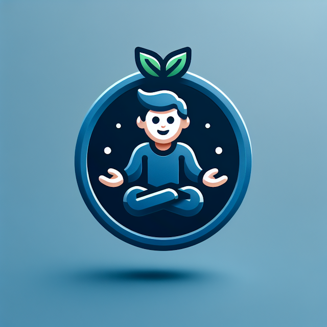 3d levitating health wellness logo it has cartoonish design color scheme featuring dark blue color deep blue color please ...