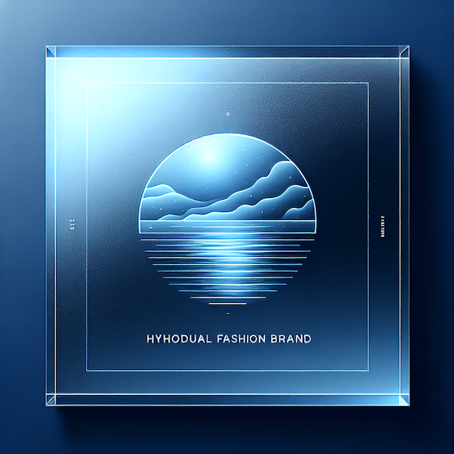 three-dimensional transparent logo hypothetical fashion brand design soft dreamy evoking elegance deep blue color possibly...