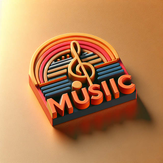 3d rendering music bands logo retro design element paint logo vibrant orange let it stand out gold please ensure design re...