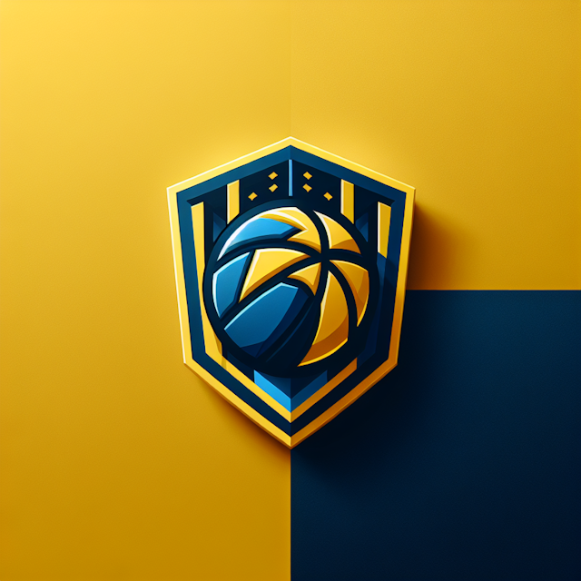 sophisticated 3d realistic sports team logo embodies modern design dominant colors logo contrasting light yellow dark blue...