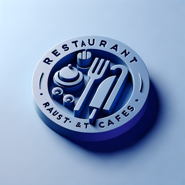 3d realistic logo representing themes restaurants cafes design incorporate elements high-technology aesthetics while maint...