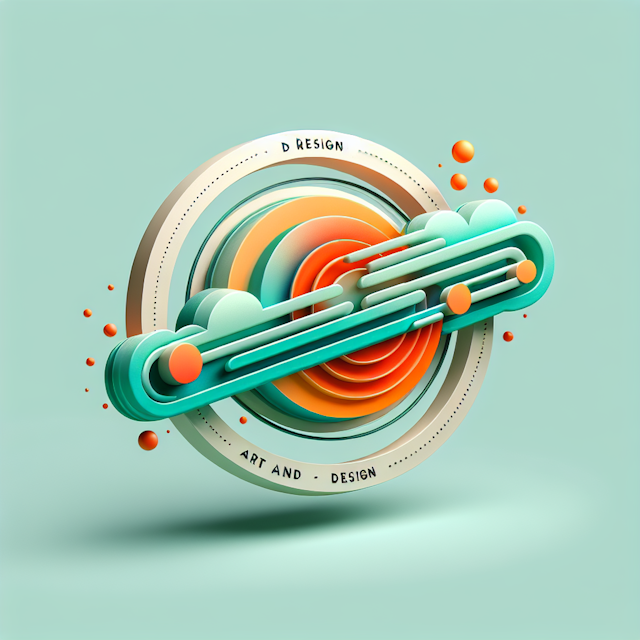 high-tech art design logo design 3d levitating effect dominant colors are pale green vibrant orange logo itself please ens...