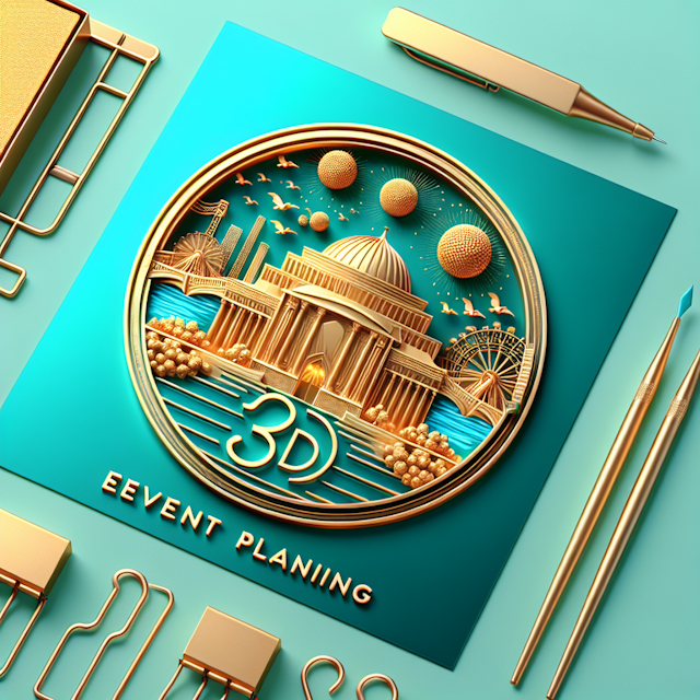 construct logo encapsulates themes 3d realistic event planning utilize design defined by its realism logo vibrant shade tu...