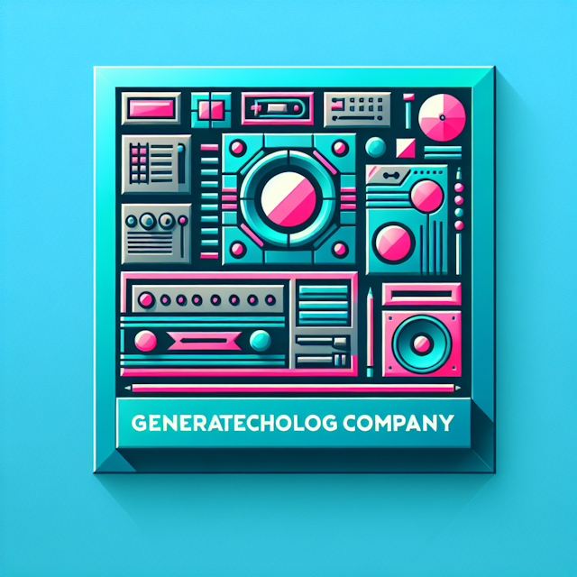 3d transparent logo represents generic technology company design have retro look incorporating elements vintage electronic...