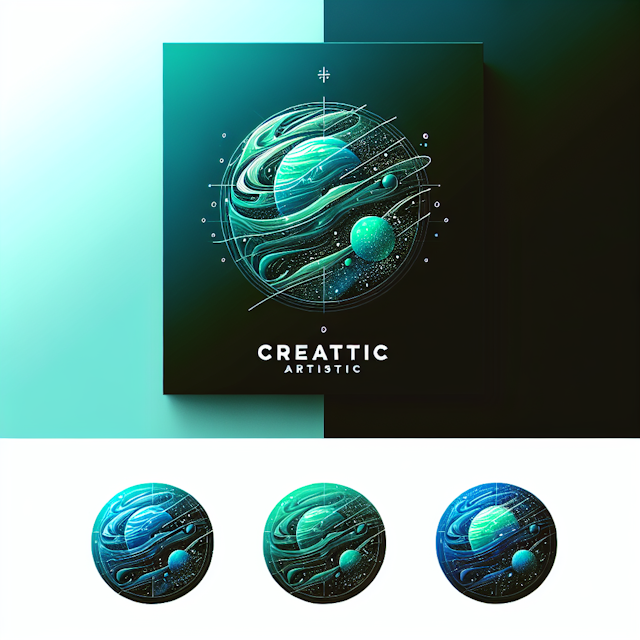 3d artistic logo incorporating abstract cosmic design design transparent giving off refined clean appearance do not add an...