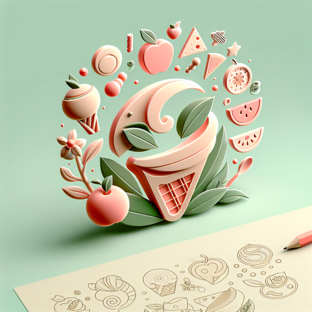 3d logo food beverage company design have whimsical theme evoking certain playfulness please use transparent finish give i...