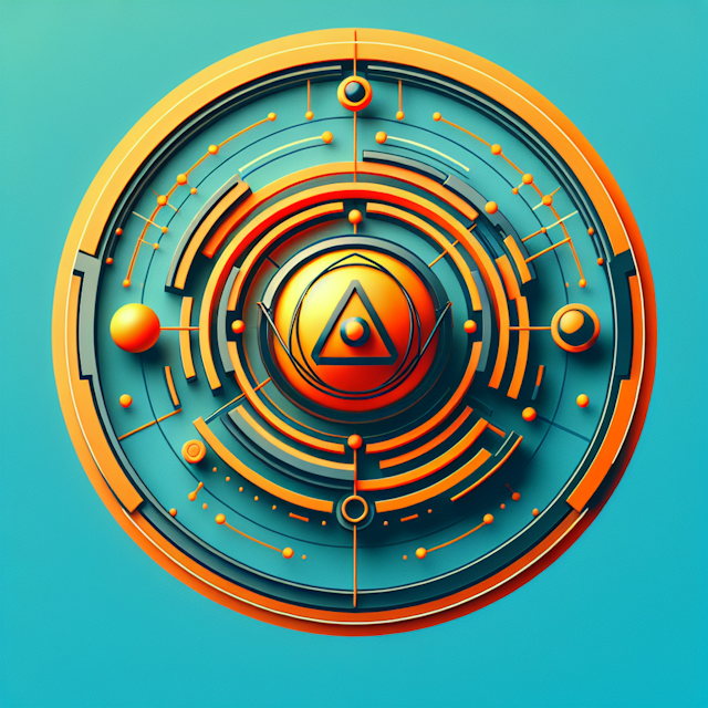 3d rendering futuristic logo tech company design evoke elements science fiction primary color scheme vibrant orange logo t...