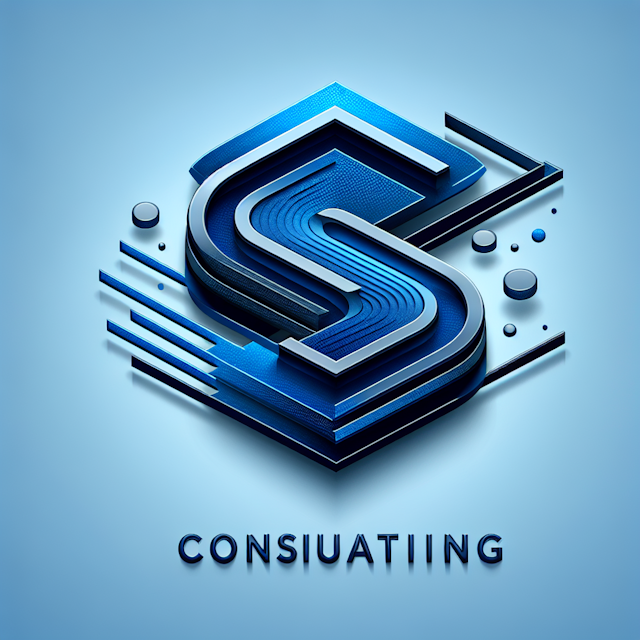 3d realistic logo symbolizing consulting firm design futuristic palette primarily dominated by various shades blue specifi...