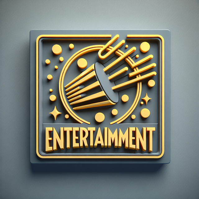 3d photorealistic logo represents entertainment industry logo feature pop art design style trend gained popularity 1950s o...