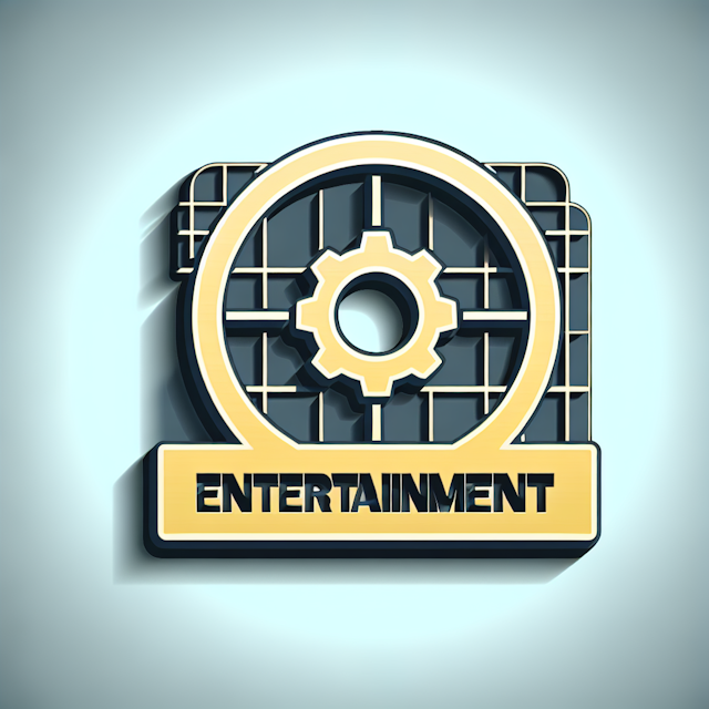 generates 3d realistic logo signifying entertainment industry designed style pop art logo does not contain any depicted sl...