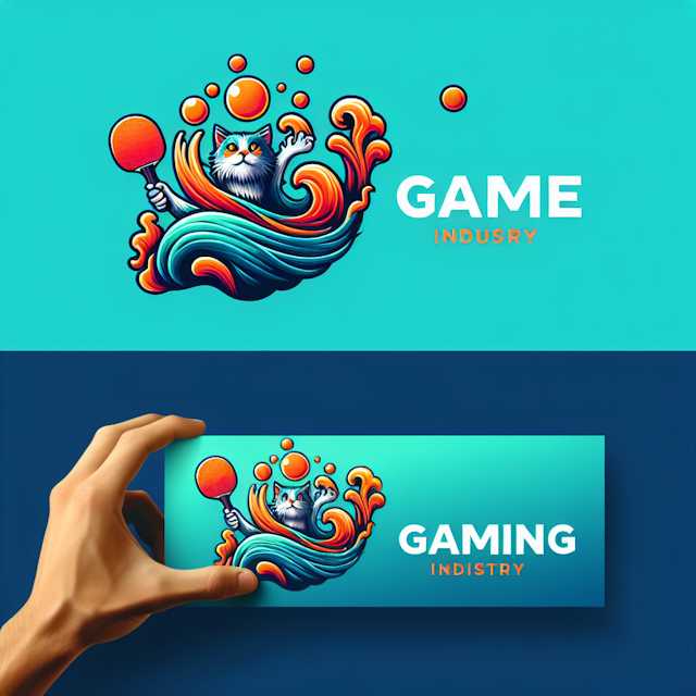 logo reflects gaming industry unique surreal design it turquoise make sure orange-red designs are incorporate elements 3d ...