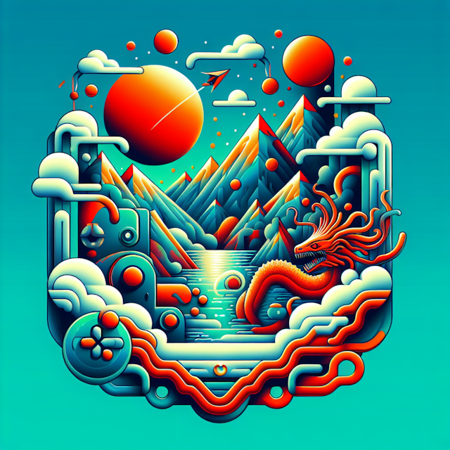 generate surrealistic realistic 3d design represents gaming industry it turquoise elements colored orange red it's importa...