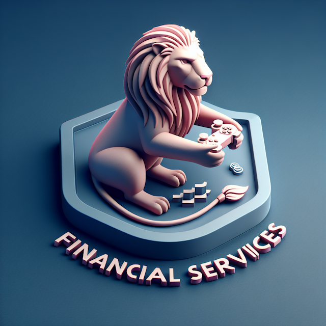 3d realistic logo design related financial services visually it feature lion engaged playing video game overall design ele...