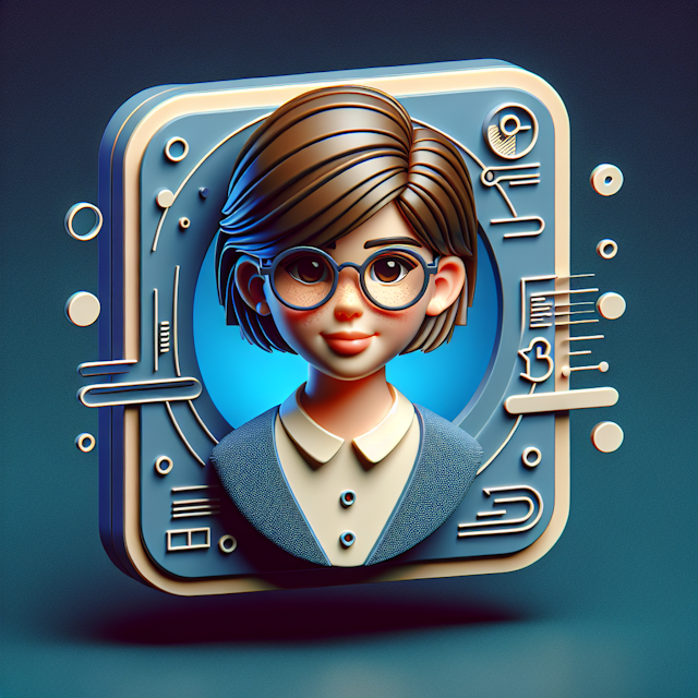 design floating 3d logo represents high-tech companies core element 3d rendered hispanic girl short hair wearing glasses p...