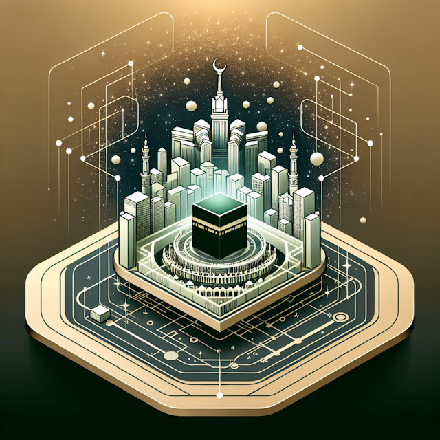 logo high-tech design 3d it feature elements such as evocative shapes city mecca medina their important landmarks such as ...