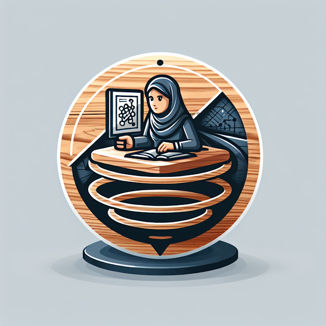 high-tech logo design 3d levitating concept it features illustration middle eastern girl engaging discussion about project...