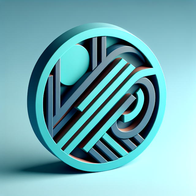 generate realistic 3d render logo demonstrating modern art design principles logo have turquoise color primary design elem...