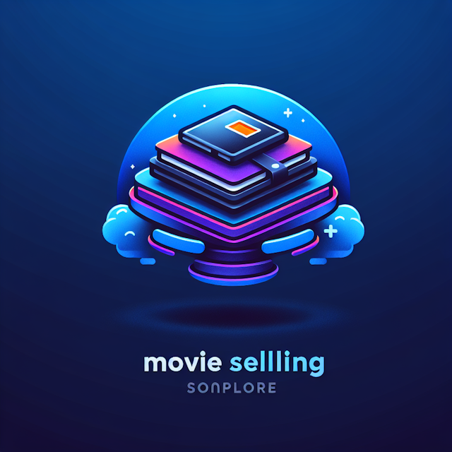 logo designed online movie selling platform logo have modern aesthetic vibrant colors 3d levitating style associated high-...