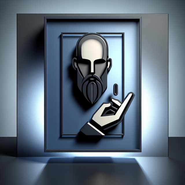 illustration 3d artwork futuristic design artwork consists hovering depiction bald man black beard man distinguished by on...