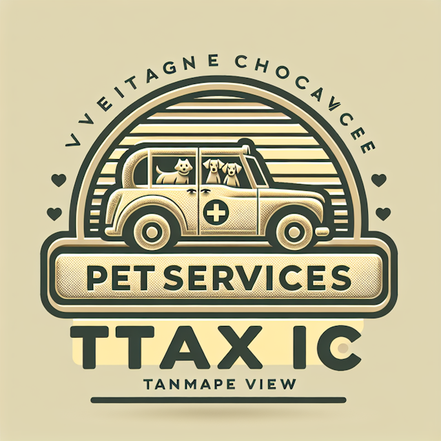 vintage 3d logo pet services taxi company logo have transparent view evening chocolate shade as integral elements logo pot...