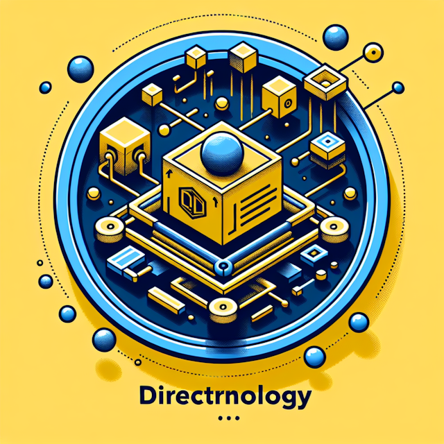 3d high-tech styled logo e-commerce store specializing directnology logo give impression levitating use light yellow color...