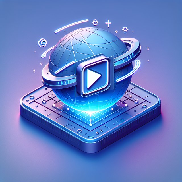 high-tech styled levitating 3d logo generic youtube channel logo have medium slate blue blue violet as primary color eleme...