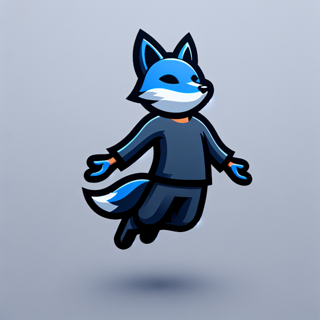 generate 3d cartoonish logo primary focus logo someone cosplaying as fox person levitating giving whimsical feel overall d...