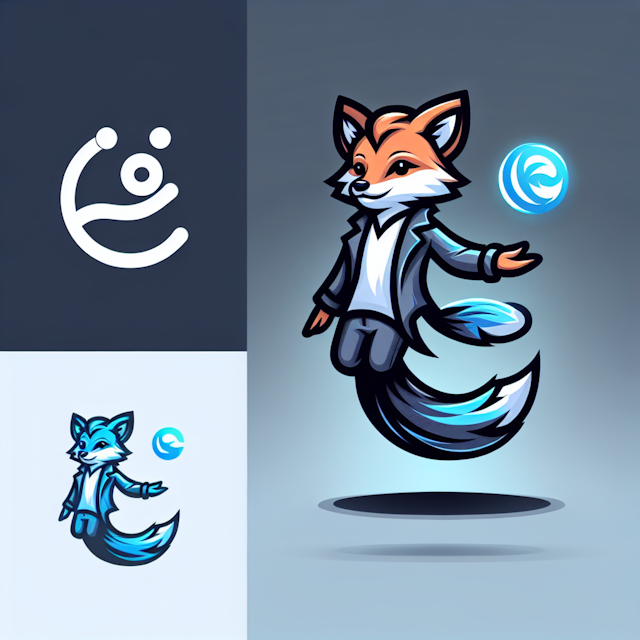 develop logo featuring 3d levitating design include cartoon profile photo person cosplaying as fox keeping design whimsica...