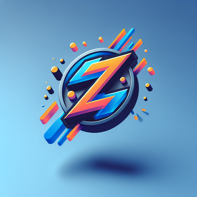 levitating 3d high-tech logo e-store called sparkzone design modern playful featuring bold rounded fonts electric blue spe...