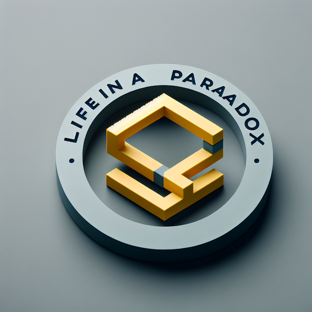 realistic 3d paradox-themed logo minimalist design color slate gray while primary elements light yellow logo incorporate p...