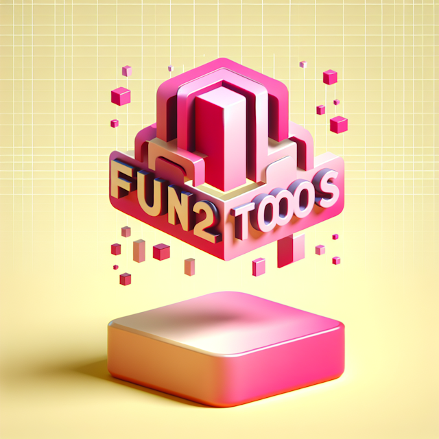 3d levitating logo 'fun2toos' high-tech design color light yellow primary elements pink color there added logo