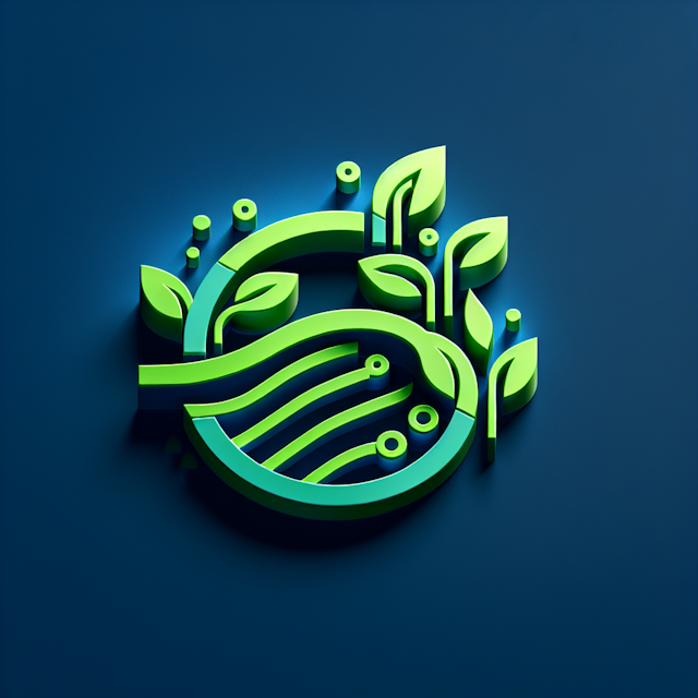 realistic 3d abstract logo website caters farmers logo represent elegant design using bright green primary elements deep b...