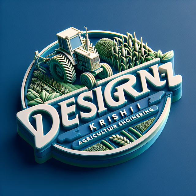 design realistic 3d logo agricultural engineering brand brand name 'designkrishi' prominently displayed bold letters incor...