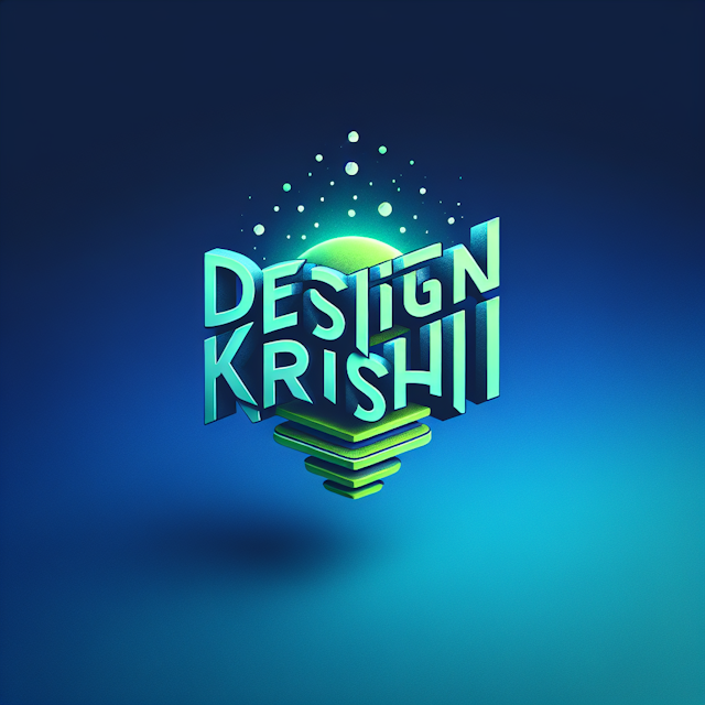 logo levitating 3d effect logo display wordmark 'designkrishi' bold letters overall design have soft dreamy feel color dee...