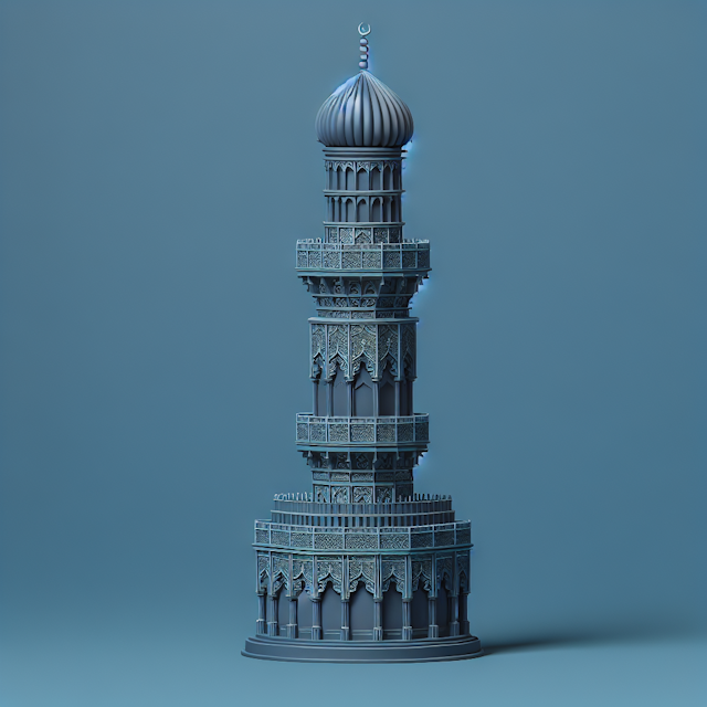 realistic 3d featuring detailed minaret which traditionally associated islamic architecture design have modern aesthetic c...