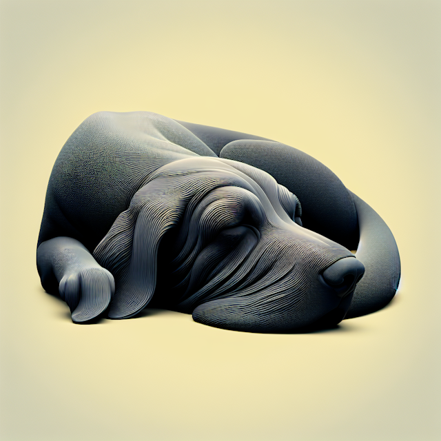 generate surreal realistic 3d logo large black great dane sleeping canine shown sharp highly detailed likeness present des...