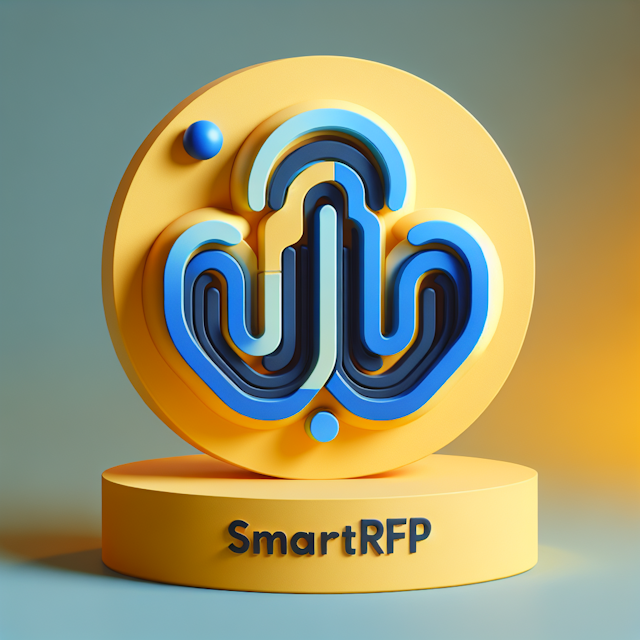 realistic 3d futuristic logo represents smartrfp ai saas platform using genai technology logo designed light yellow color ...